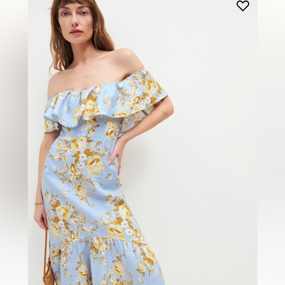 Reformation Baela Linen Dress Heavenly - Size 4